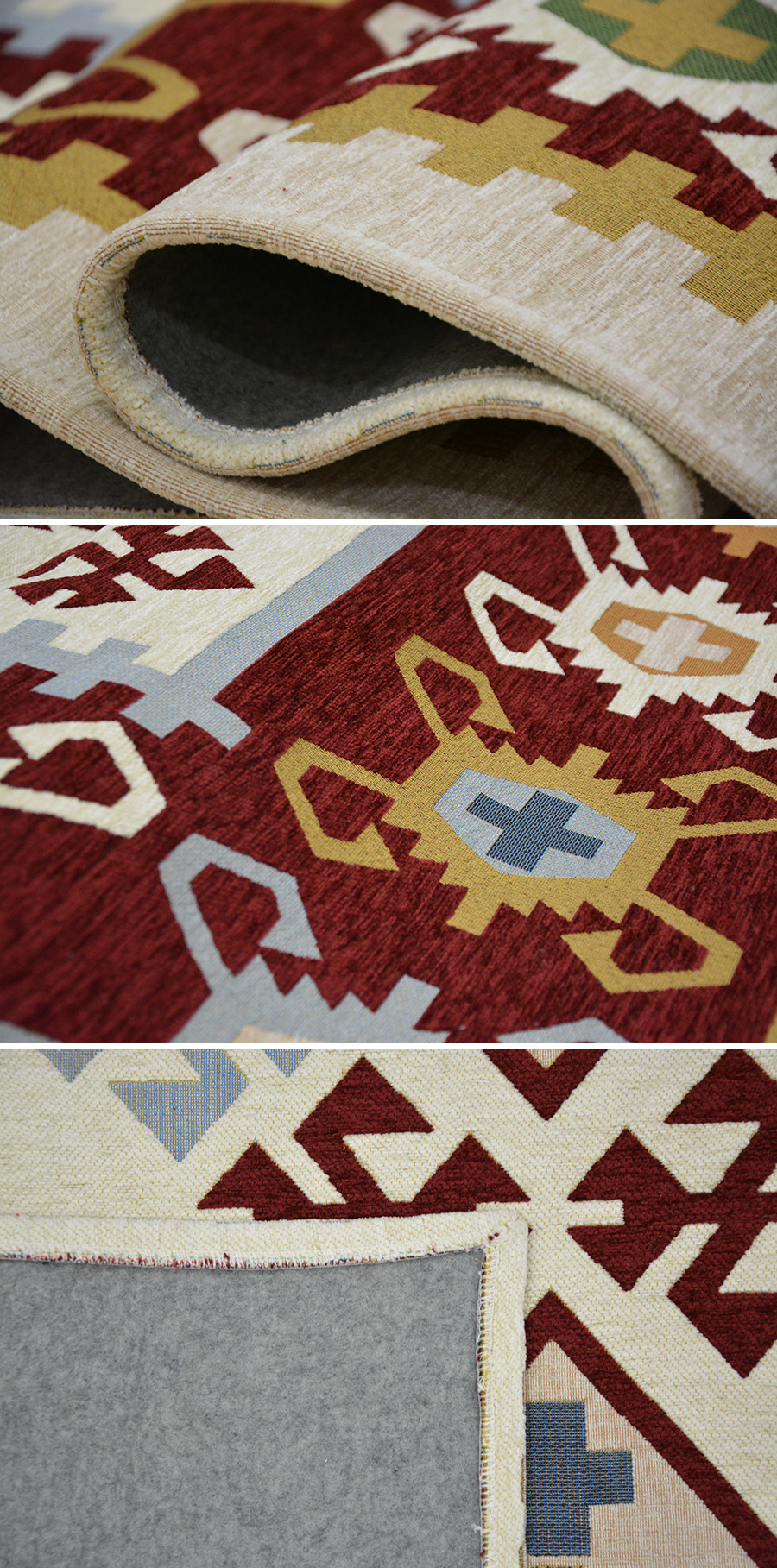 【注文割引】ゴブラン織 絨毯 カーペット ラグ 洗える 約240×330cm 6帖サイズ キリム柄 レッド系 子ども部屋 新品未使用 900305612Y カーペット一般