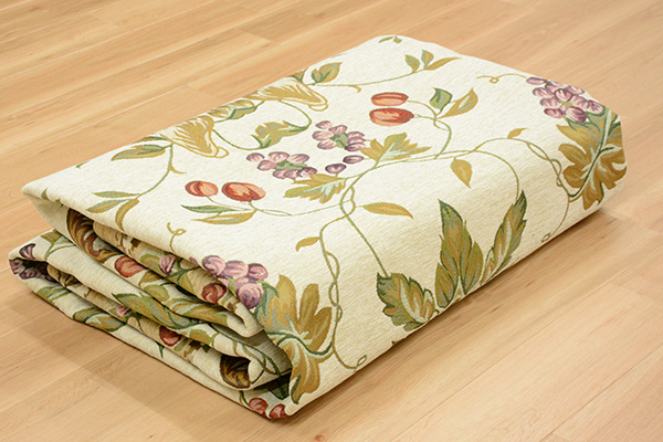 完売商品ゴブラン織 絨毯 カーペット ラグ 洗える 約240×240cm 4.5帖 四畳半 ボタニカル フルーツ柄 ベージュ 新品未使用 900305510Y カーペット一般